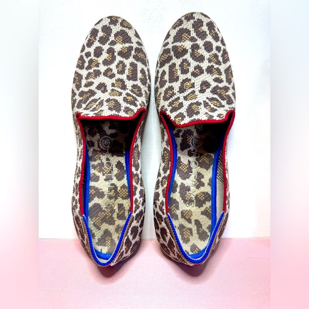 Leopard Print Slip-On Flats with Red Trim